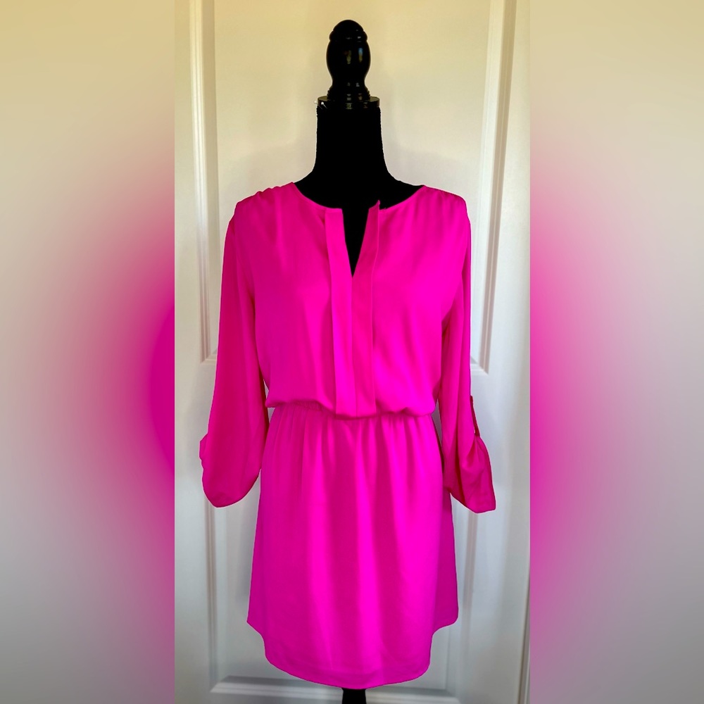 Gianni Bini Hot Pink Shirt Dress with Elastic Wasit